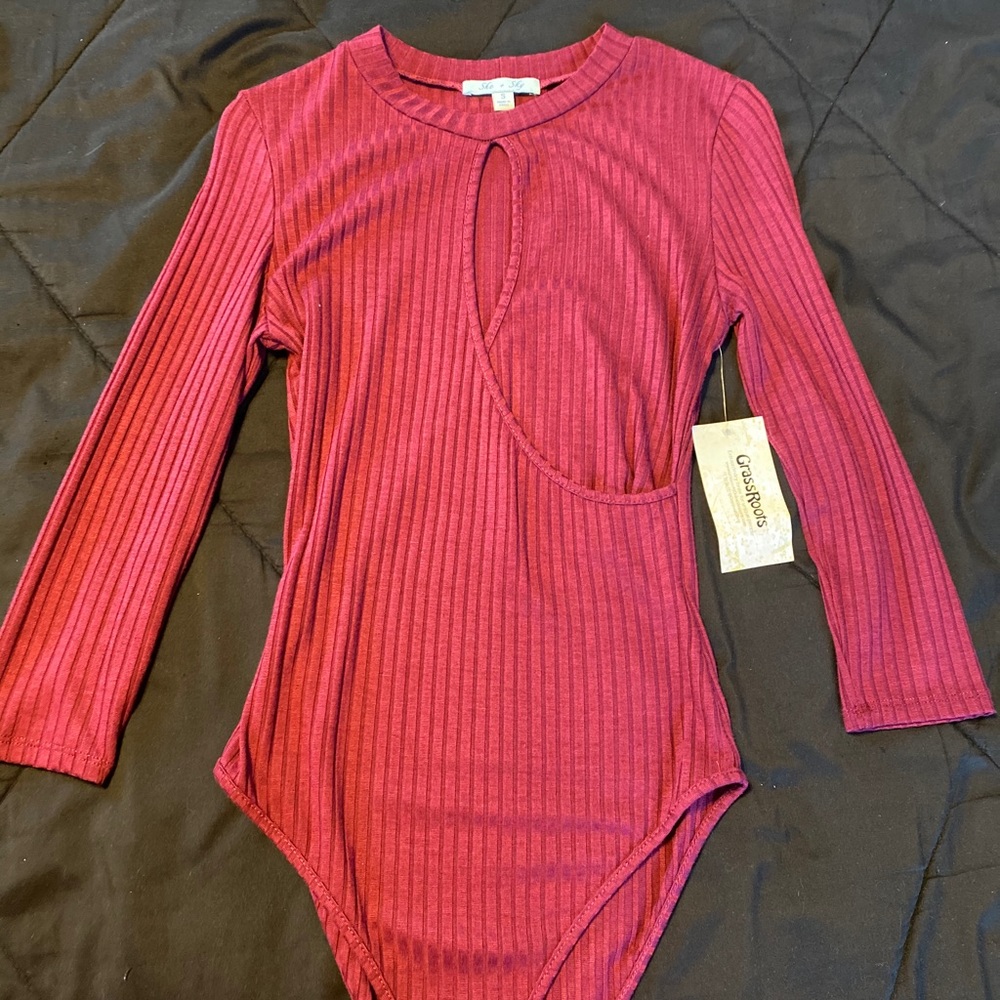 Burgundy Mock Neck Bodysuit